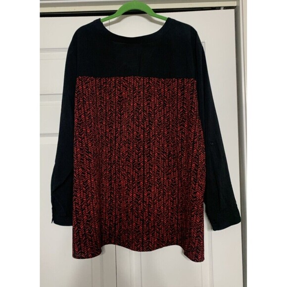 Catherines Red & Black Button Front Tunic Top 4X Career (DD30) - Picture 5 of 6